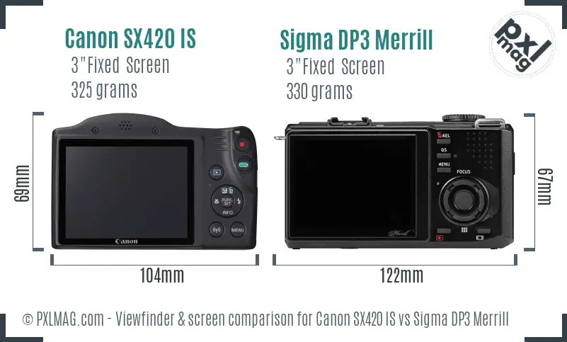 Canon SX420 IS vs Sigma DP3 Merrill Screen and Viewfinder comparison