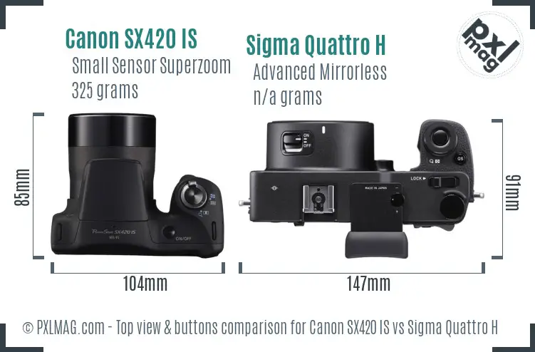 Canon SX420 IS vs Sigma Quattro H top view buttons comparison