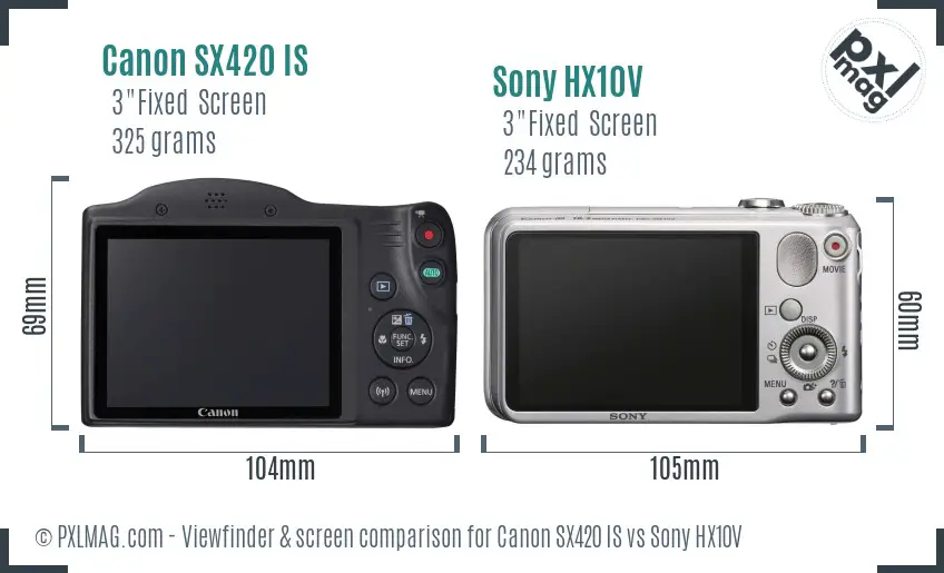 Canon SX420 IS vs Sony HX10V Screen and Viewfinder comparison