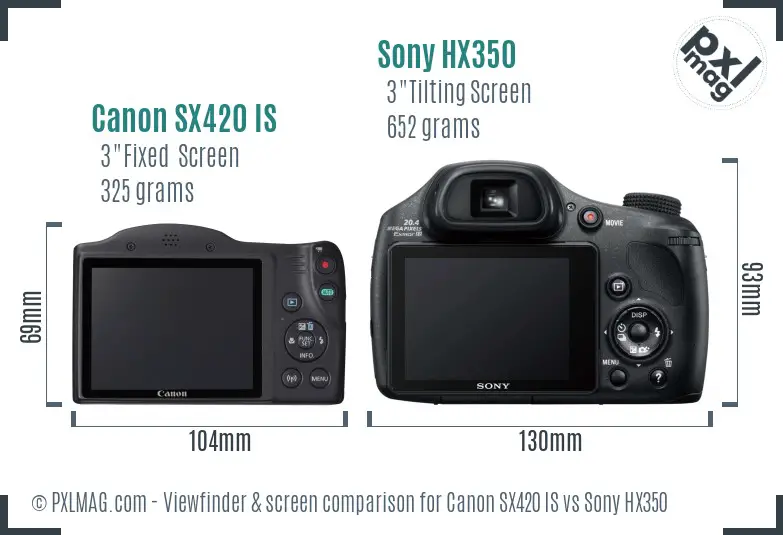 Canon SX420 IS vs Sony HX350 Screen and Viewfinder comparison Canon SX420 IS vs Sony HX350 Screen and Viewfinder comparison
