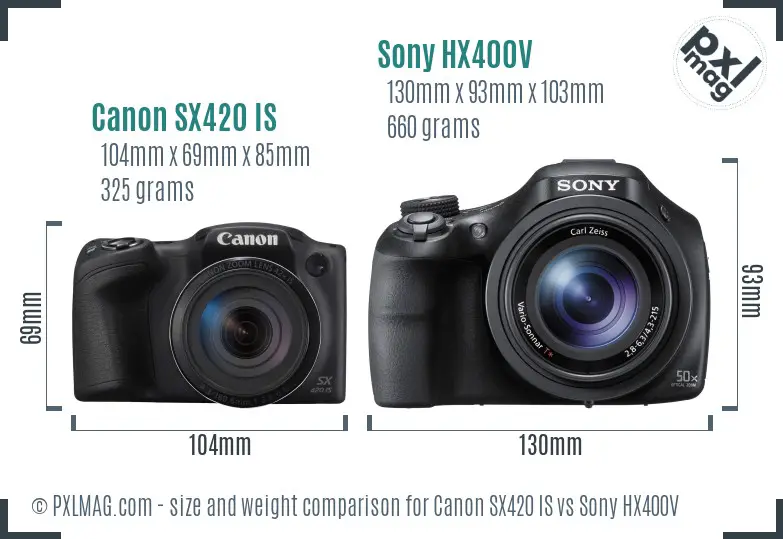 Canon SX420 IS vs Sony HX400V size comparison
