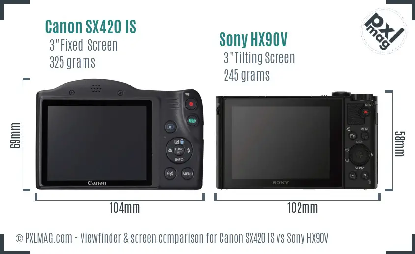 Canon SX420 IS vs Sony HX90V Screen and Viewfinder comparison Canon SX420 IS vs Sony HX90V Screen and Viewfinder comparison