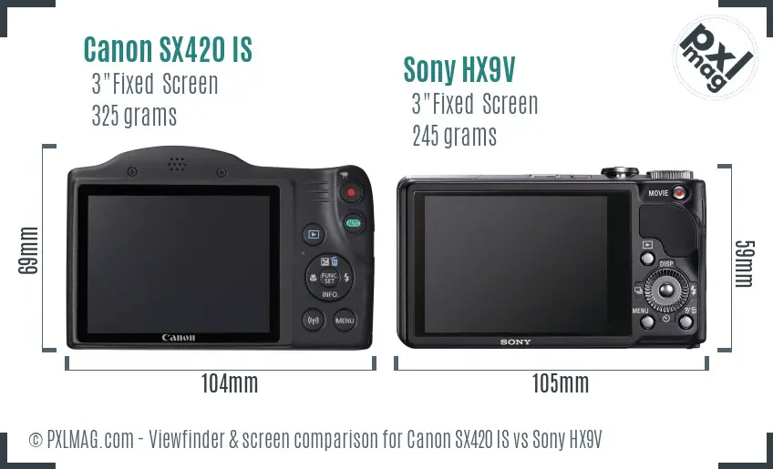 Canon SX420 IS vs Sony HX9V Screen and Viewfinder comparison