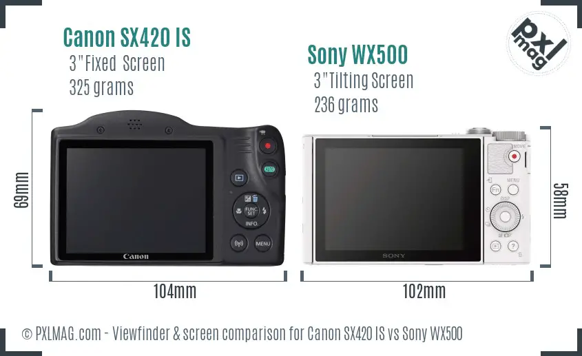 Canon SX420 IS vs Sony WX500 Screen and Viewfinder comparison Canon SX420 IS vs Sony WX500 Screen and Viewfinder comparison