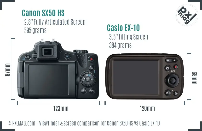 Canon SX50 HS vs Casio EX-10 Screen and Viewfinder comparison Canon SX50 HS vs Casio EX-10 Screen and Viewfinder comparison