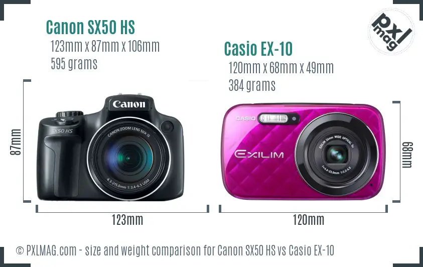 Canon SX50 HS vs Casio EX-10 size comparison Canon SX50 HS vs Casio EX-10 size comparison
