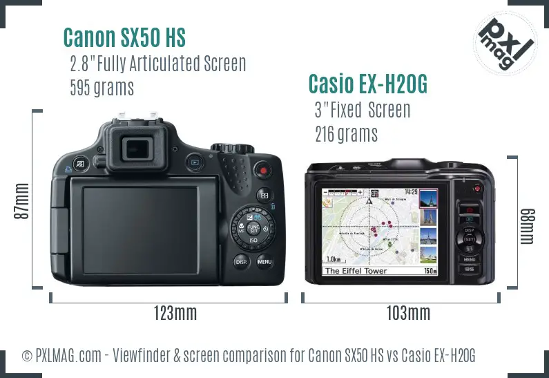 Canon SX50 HS vs Casio EX-H20G Screen and Viewfinder comparison Canon SX50 HS vs Casio EX-H20G Screen and Viewfinder comparison