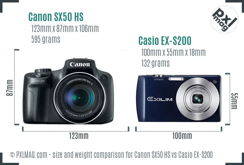 Canon SX50 HS vs Casio EX-S200 size comparison Canon SX50 HS vs Casio EX-S200 size comparison