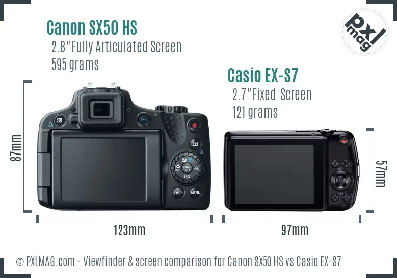 Canon SX50 HS vs Casio EX-S7 Screen and Viewfinder comparison