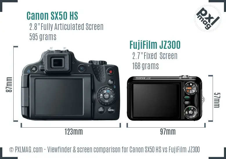 Canon SX50 HS vs FujiFilm JZ300 Screen and Viewfinder comparison
