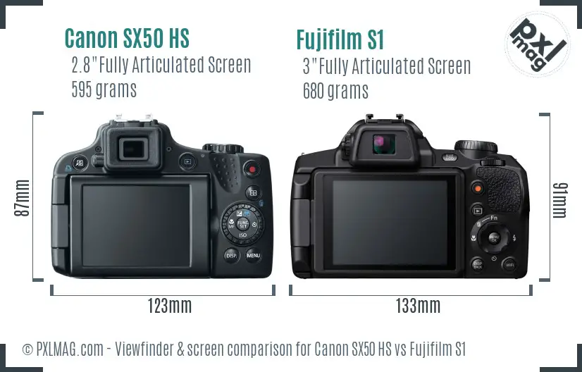 Canon SX50 HS vs Fujifilm S1 Screen and Viewfinder comparison