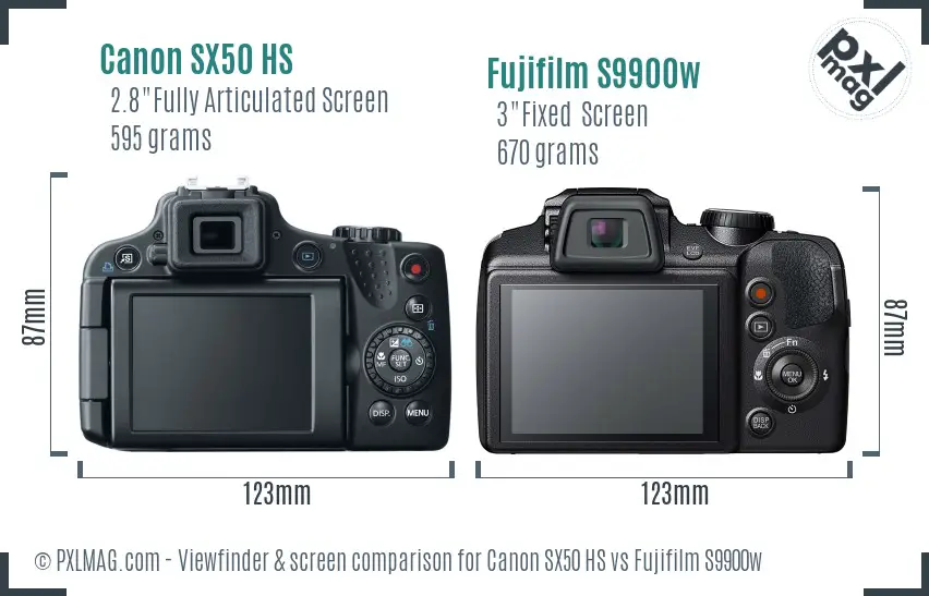 Canon SX50 HS vs Fujifilm S9900w Screen and Viewfinder comparison Canon SX50 HS vs Fujifilm S9900w Screen and Viewfinder comparison
