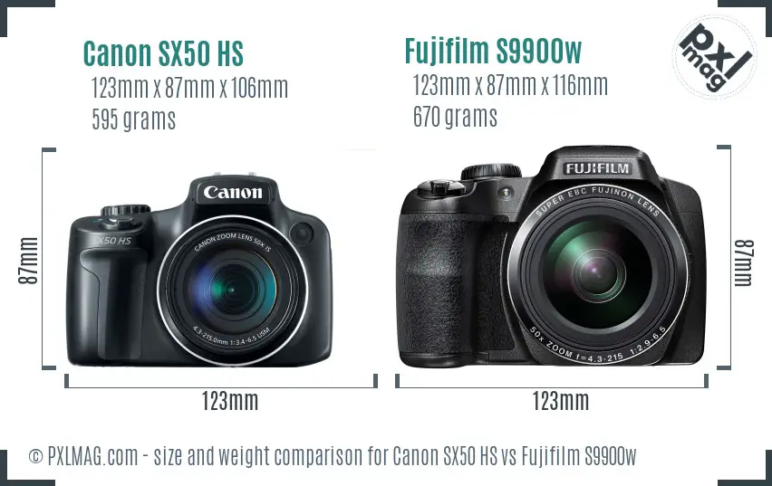 Canon SX50 HS vs Fujifilm S9900w size comparison Canon SX50 HS vs Fujifilm S9900w size comparison