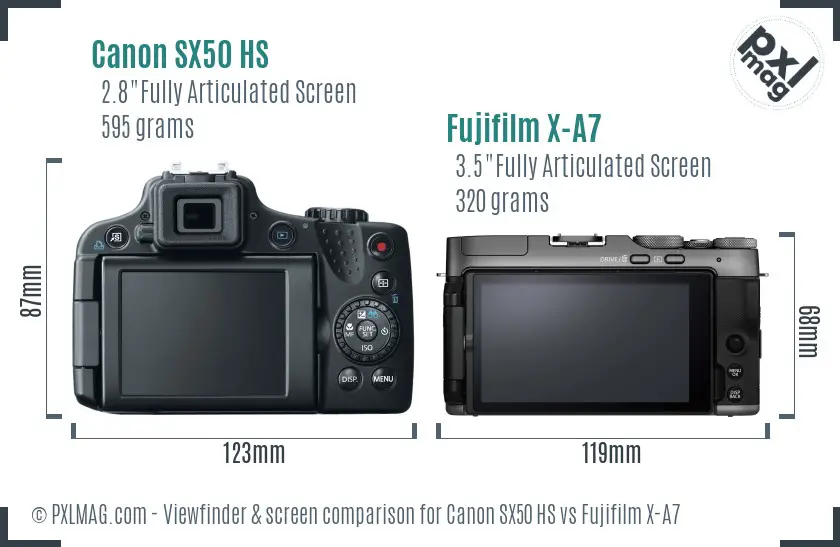 Canon SX50 HS vs Fujifilm X-A7 Screen and Viewfinder comparison Canon SX50 HS vs Fujifilm X-A7 Screen and Viewfinder comparison