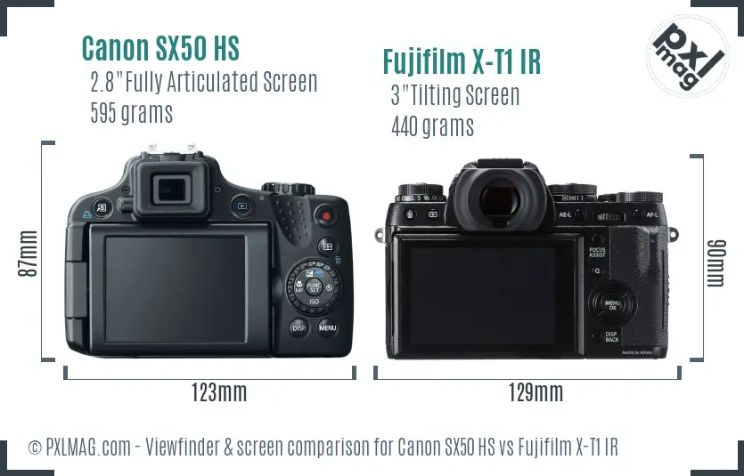 Canon SX50 HS vs Fujifilm X-T1 IR Screen and Viewfinder comparison
