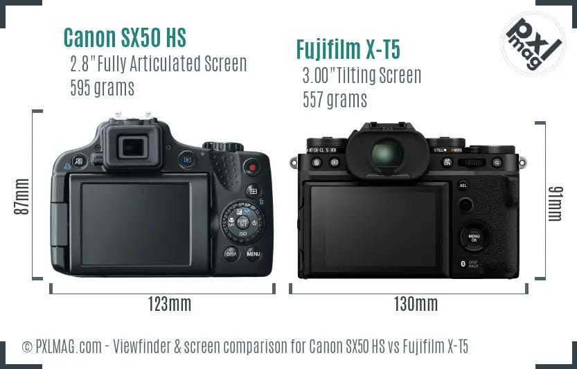 Canon SX50 HS vs Fujifilm X-T5 Screen and Viewfinder comparison Canon SX50 HS vs Fujifilm X-T5 Screen and Viewfinder comparison