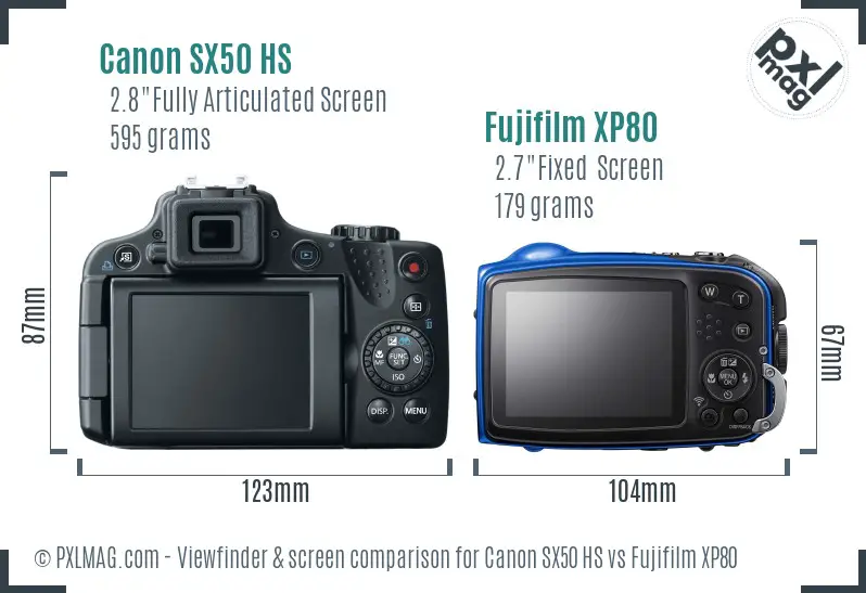 Canon SX50 HS vs Fujifilm XP80 Screen and Viewfinder comparison Canon SX50 HS vs Fujifilm XP80 Screen and Viewfinder comparison