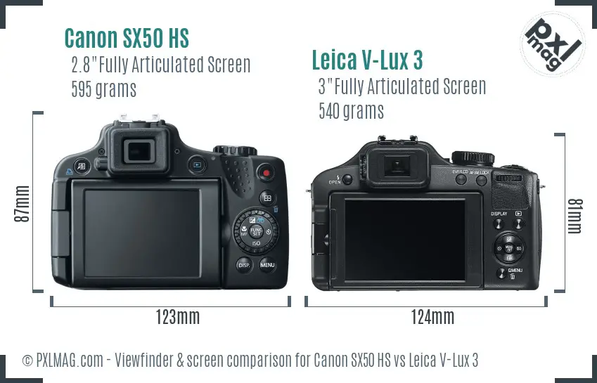 Canon SX50 HS vs Leica V-Lux 3 Screen and Viewfinder comparison
