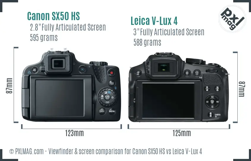 Canon SX50 HS vs Leica V-Lux 4 Screen and Viewfinder comparison
