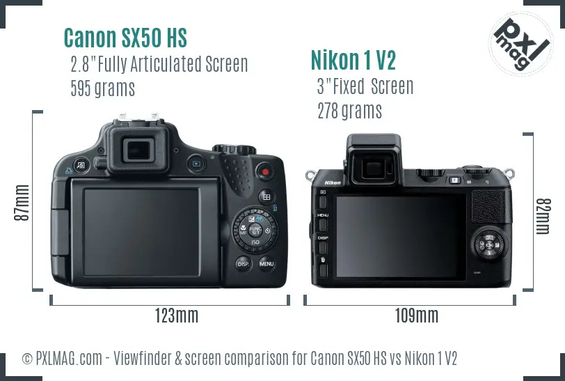 Canon SX50 HS vs Nikon 1 V2 Screen and Viewfinder comparison Canon SX50 HS vs Nikon 1 V2 Screen and Viewfinder comparison