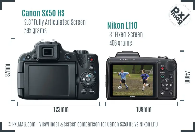 Canon SX50 HS vs Nikon L110 Screen and Viewfinder comparison Canon SX50 HS vs Nikon L110 Screen and Viewfinder comparison