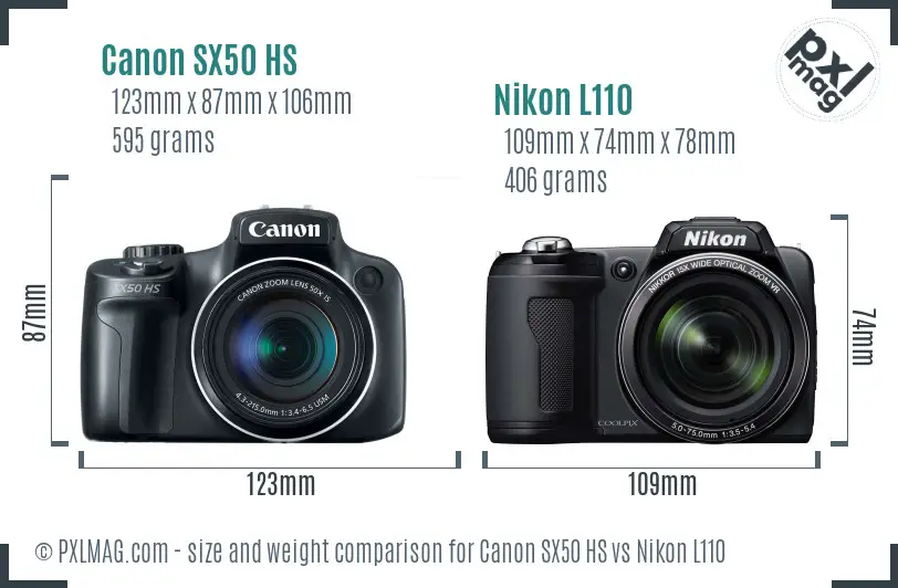 Canon SX50 HS vs Nikon L110 size comparison Canon SX50 HS vs Nikon L110 size comparison