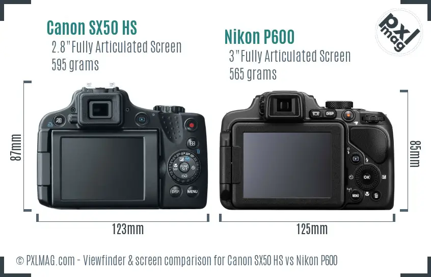 Canon SX50 HS vs Nikon P600 Screen and Viewfinder comparison Canon SX50 HS vs Nikon P600 Screen and Viewfinder comparison