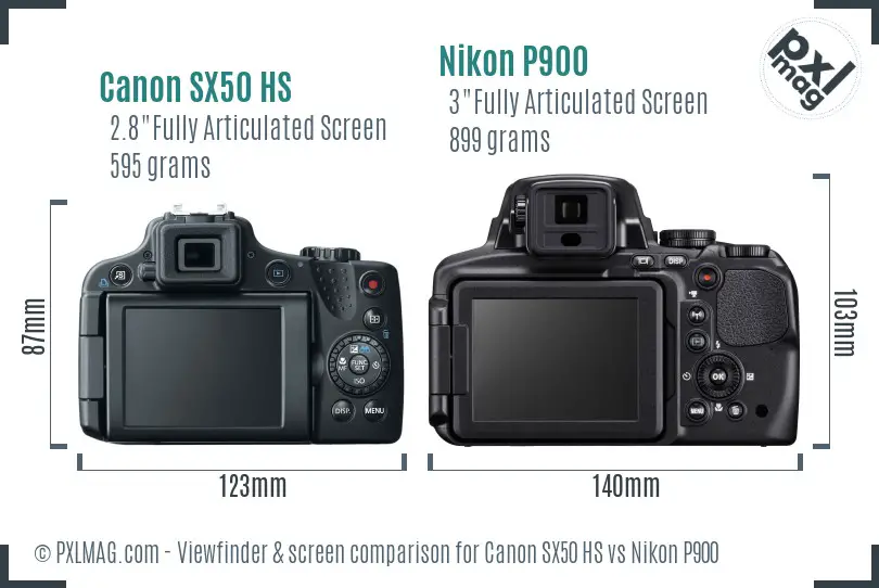 Canon SX50 HS vs Nikon P900 Screen and Viewfinder comparison