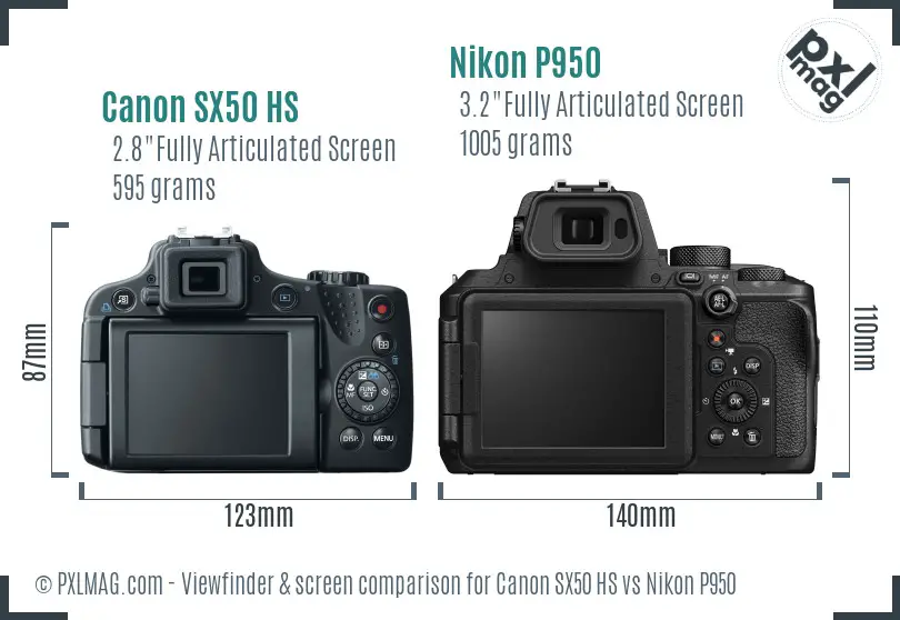 Canon SX50 HS vs Nikon P950 Screen and Viewfinder comparison