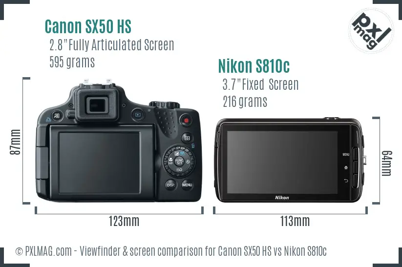 Canon SX50 HS vs Nikon S810c Screen and Viewfinder comparison Canon SX50 HS vs Nikon S810c Screen and Viewfinder comparison