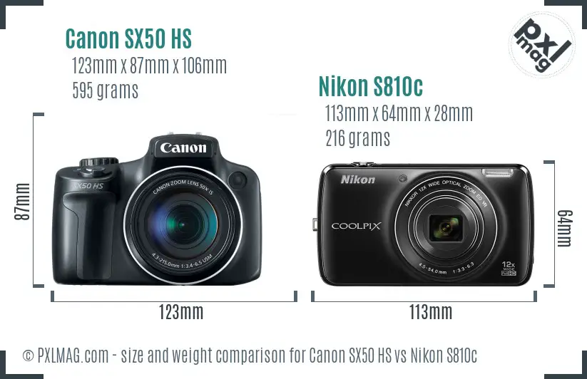 Canon SX50 HS vs Nikon S810c size comparison Canon SX50 HS vs Nikon S810c size comparison