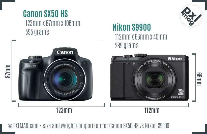 Canon SX50 HS vs Nikon S9900 size comparison