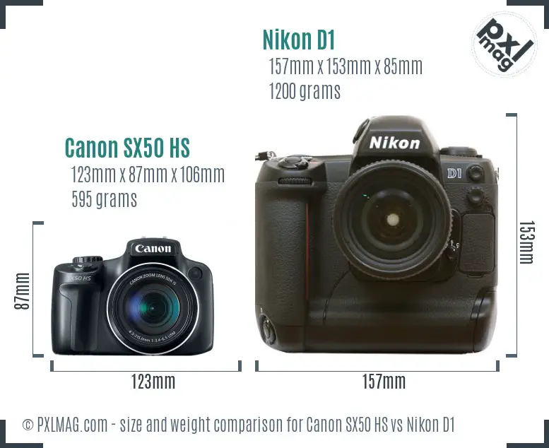 Canon SX50 HS vs Nikon D1 size comparison Canon SX50 HS vs Nikon D1 size comparison