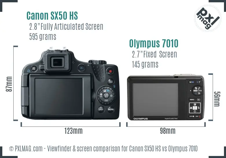 Canon SX50 HS vs Olympus 7010 Screen and Viewfinder comparison