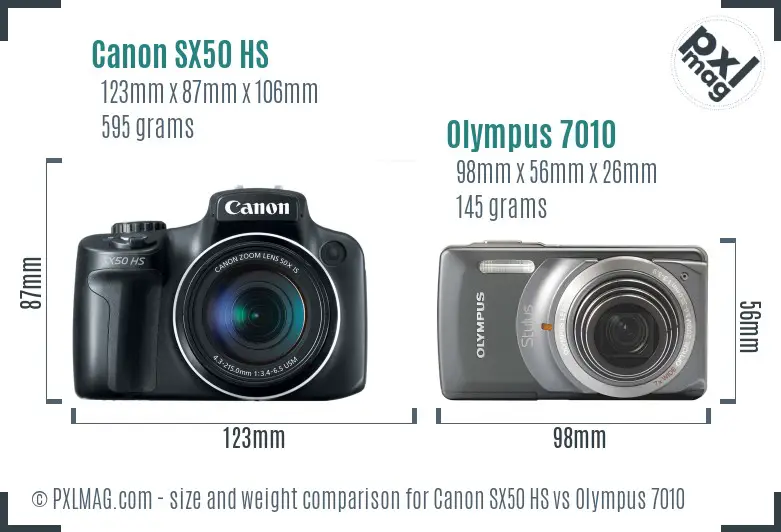 Canon SX50 HS vs Olympus 7010 size comparison