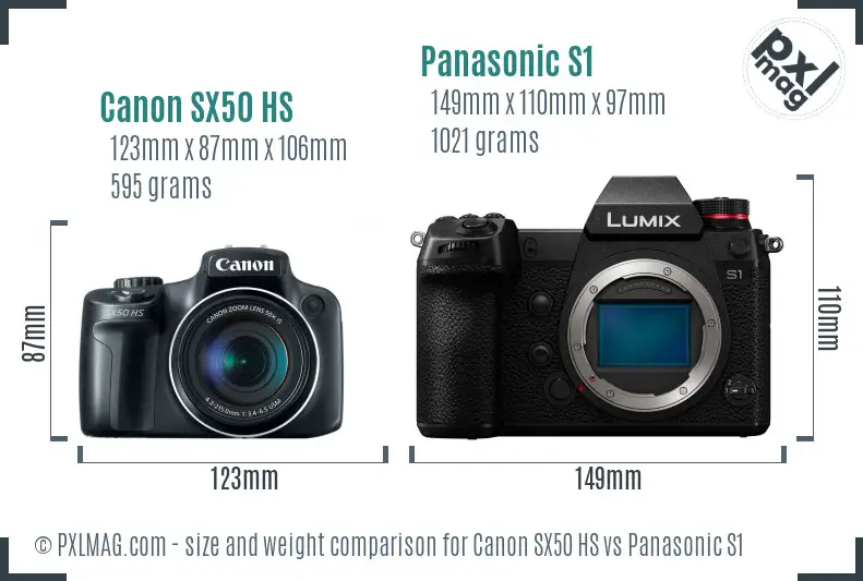 Canon SX50 HS vs Panasonic S1 size comparison Canon SX50 HS vs Panasonic S1 size comparison
