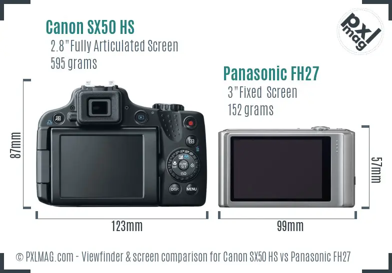Canon SX50 HS vs Panasonic FH27 Screen and Viewfinder comparison Canon SX50 HS vs Panasonic FH27 Screen and Viewfinder comparison