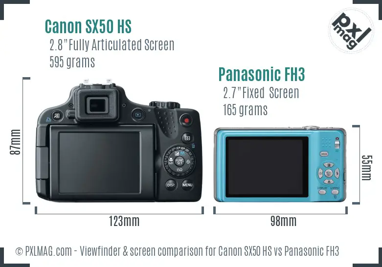 Canon SX50 HS vs Panasonic FH3 Screen and Viewfinder comparison Canon SX50 HS vs Panasonic FH3 Screen and Viewfinder comparison