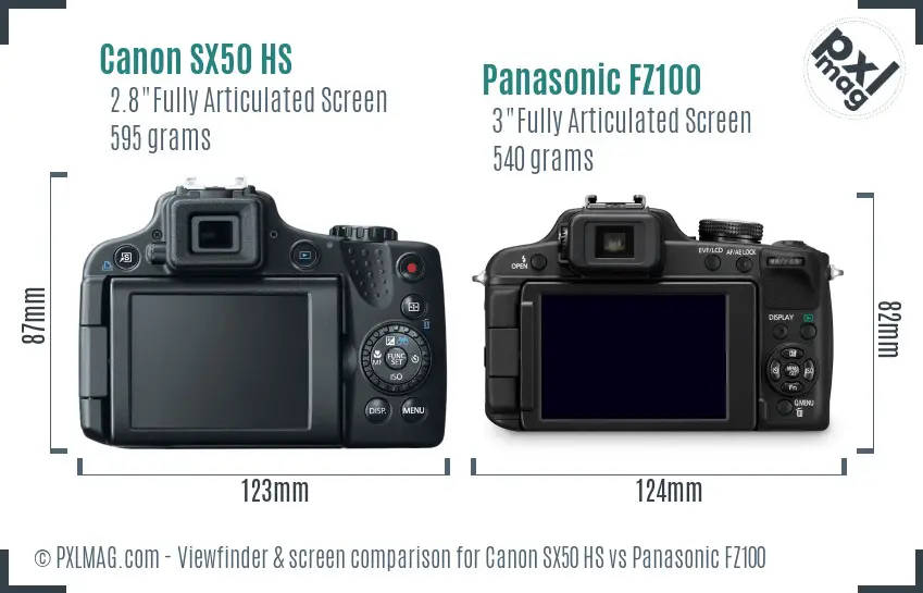 Canon SX50 HS vs Panasonic FZ100 Screen and Viewfinder comparison Canon SX50 HS vs Panasonic FZ100 Screen and Viewfinder comparison