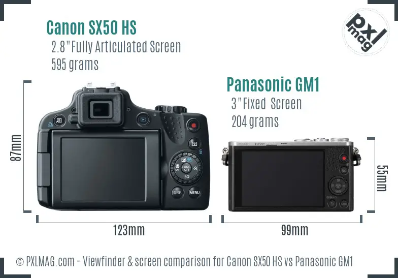 Canon SX50 HS vs Panasonic GM1 Screen and Viewfinder comparison Canon SX50 HS vs Panasonic GM1 Screen and Viewfinder comparison