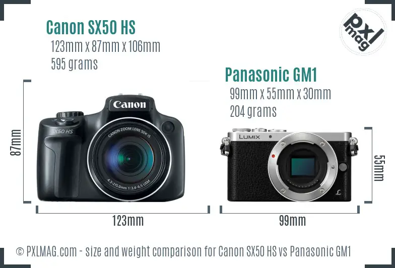 Canon SX50 HS vs Panasonic GM1 size comparison Canon SX50 HS vs Panasonic GM1 size comparison
