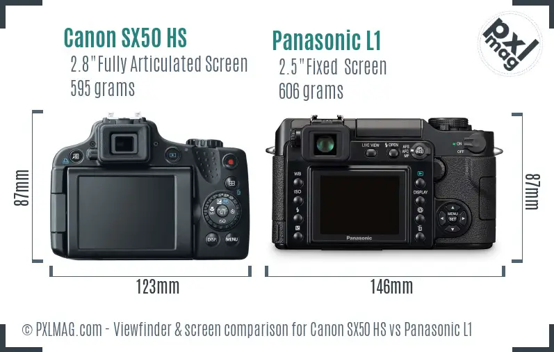 Canon SX50 HS vs Panasonic L1 Screen and Viewfinder comparison Canon SX50 HS vs Panasonic L1 Screen and Viewfinder comparison