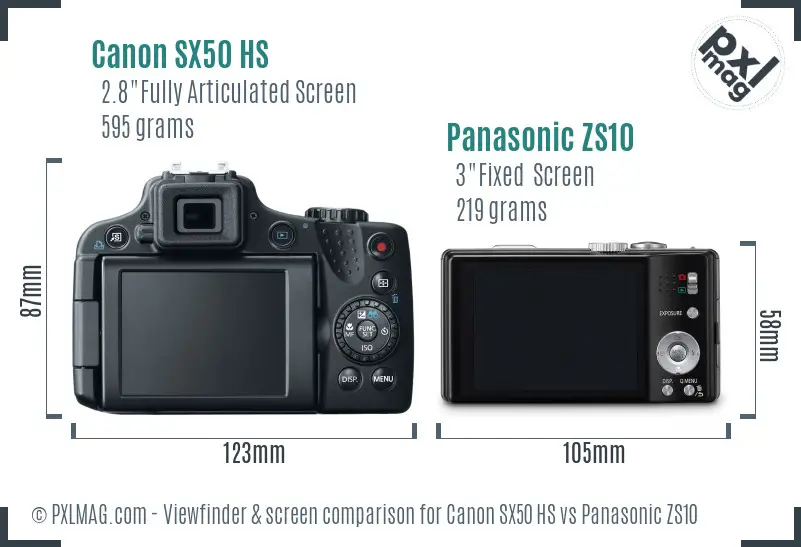 Canon SX50 HS vs Panasonic ZS10 Screen and Viewfinder comparison Canon SX50 HS vs Panasonic ZS10 Screen and Viewfinder comparison