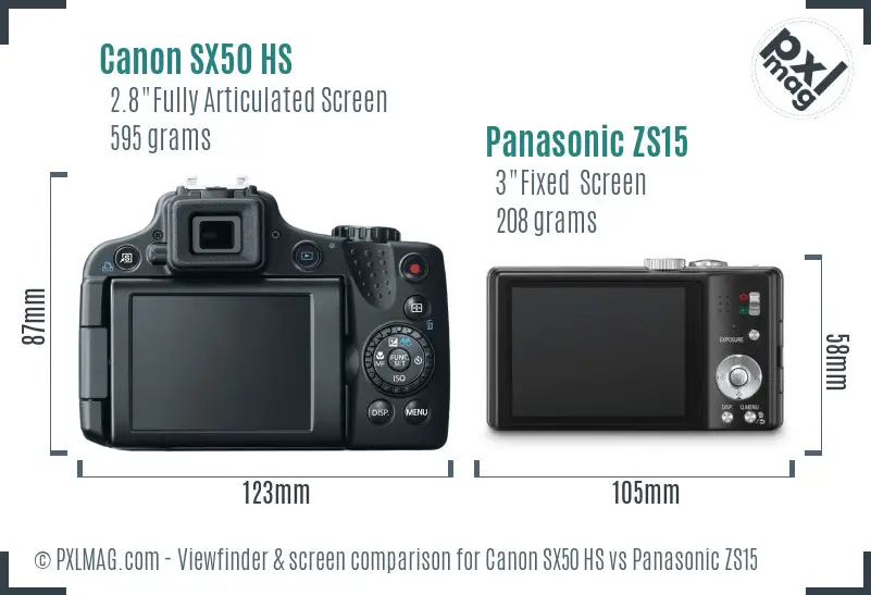 Canon SX50 HS vs Panasonic ZS15 Screen and Viewfinder comparison Canon SX50 HS vs Panasonic ZS15 Screen and Viewfinder comparison