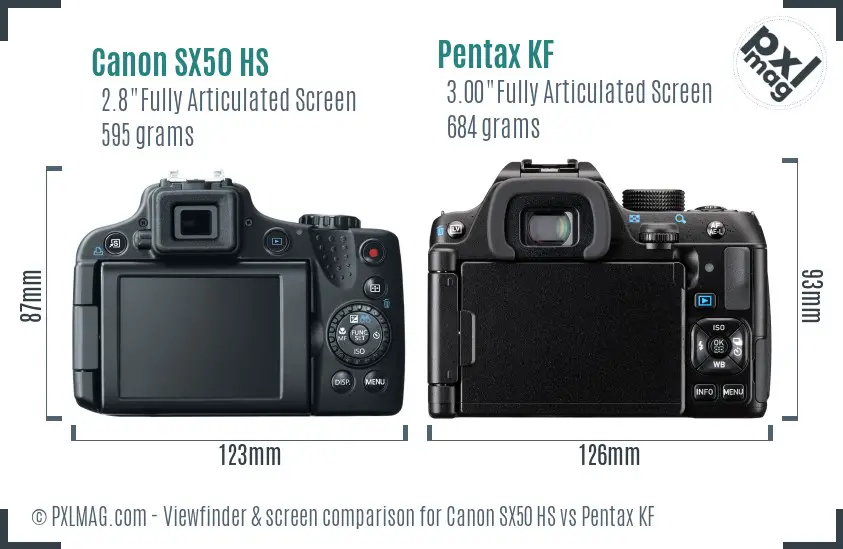 Canon SX50 HS vs Pentax KF Screen and Viewfinder comparison Canon SX50 HS vs Pentax KF Screen and Viewfinder comparison