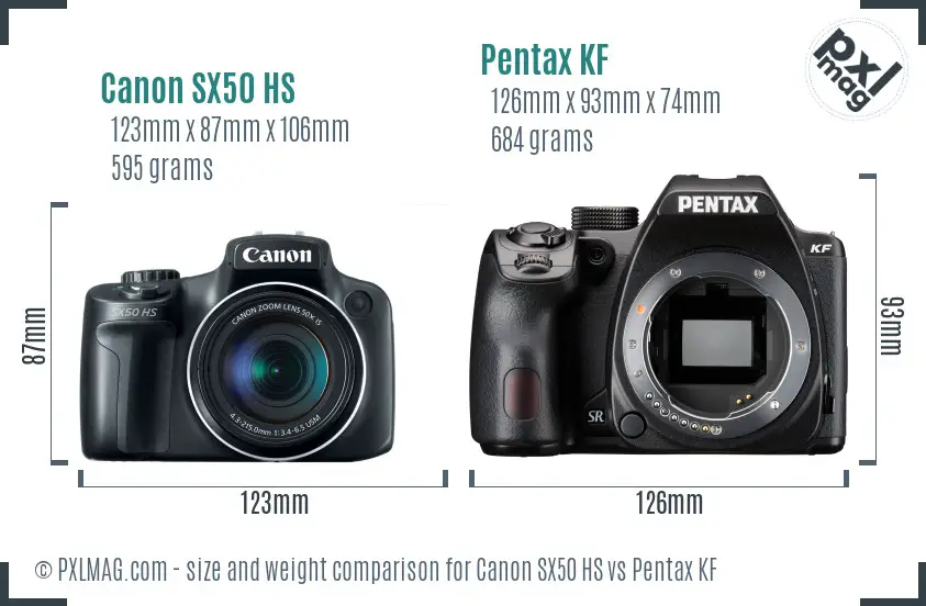Canon SX50 HS vs Pentax KF size comparison Canon SX50 HS vs Pentax KF size comparison