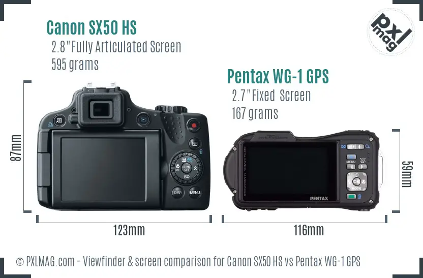 Canon SX50 HS vs Pentax WG-1 GPS Screen and Viewfinder comparison Canon SX50 HS vs Pentax WG-1 GPS Screen and Viewfinder comparison