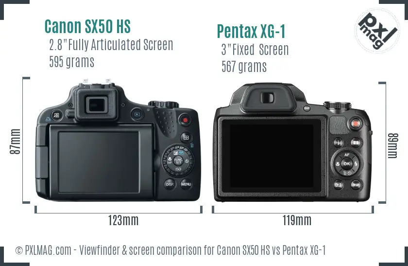 Canon SX50 HS vs Pentax XG-1 Screen and Viewfinder comparison Canon SX50 HS vs Pentax XG-1 Screen and Viewfinder comparison