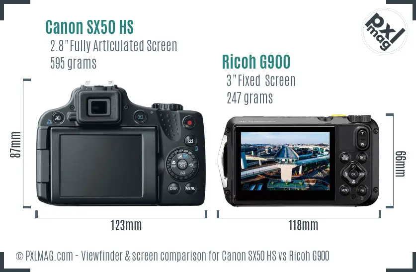 Canon SX50 HS vs Ricoh G900 Screen and Viewfinder comparison Canon SX50 HS vs Ricoh G900 Screen and Viewfinder comparison