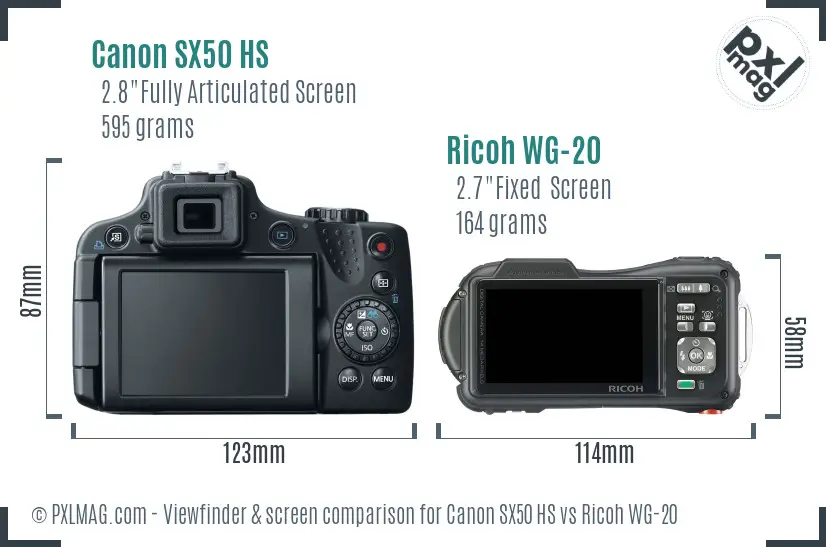 Canon SX50 HS vs Ricoh WG-20 Screen and Viewfinder comparison Canon SX50 HS vs Ricoh WG-20 Screen and Viewfinder comparison
